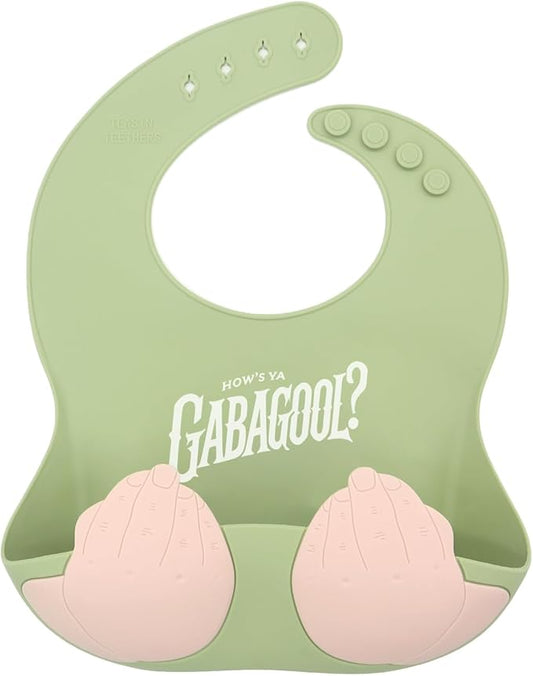 Teasin' Teethers Funny Italian Silicone Baby Bib with Pocket Food Catcher for Toddlers and Infants Funny Baby Bib Gift
