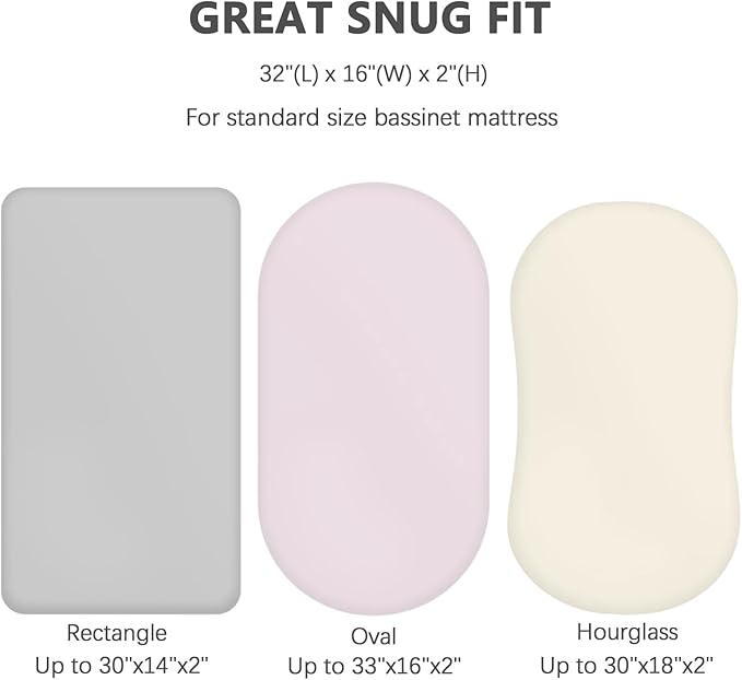 Vegan Leather Bassinet Sheets for Baby, Waterproof Wipeable, Extra Thick & PortableFit for Hourglass Oval Rectangular Cradle Pad Sheets, Standard Cradle Safe Sheets for Baby Boys Girls 32"x16"(Pink)