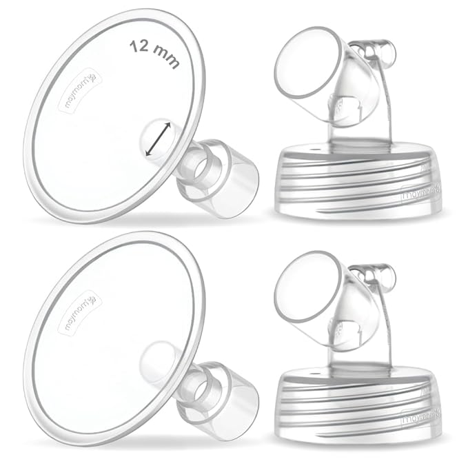 2X 12 mm Maymom Two-Piece Wide Neck Pump Parts for Spectra S1/S2 Pumps; Incl Wide Mouth Flanges; Not Original Spectra Flange