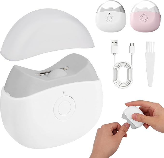 Electric Nail Clippers, Automatic Nail Clipper with 2 Adjustable Speeds with Led Light, USB Rechargeable for Baby, Children, Kids, Adult, Seniors and Caregivers (White)