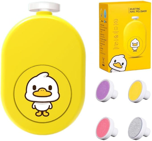 Electric Baby Nail File, Safe and Gentle Electric Baby Nail Trimmer with Interchangeable Pads, Low Noise Newborn Nail File and Baby Nail Buffer, Compact Nail Trimmer for Baby Grooming Kit (Yellow)