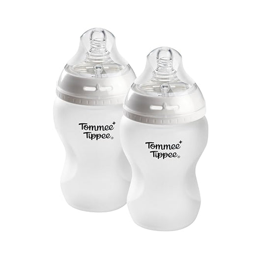 Tommee Tippee Silicone Coated Glass Natural Start Baby Bottles for Feeding from Newborn Up, 9oz, 2 Pack