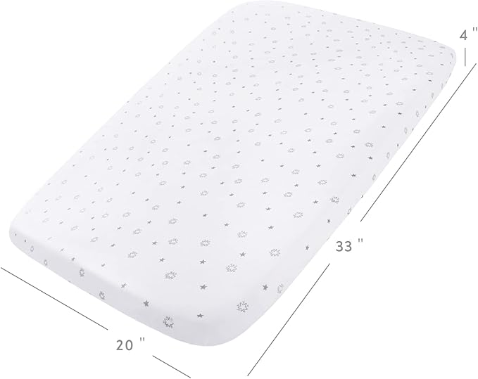 Bassinet Sheets 2 Pack-Fit for Mika Micky, RONBEI, Maydolly, INFANS, Ihoming, Pamo Babe 2in1, Cowiewie, Kinder King, Baby Delight, Koola Baby Bassinet Bedside,Ultra Soft, Grey&White Star
