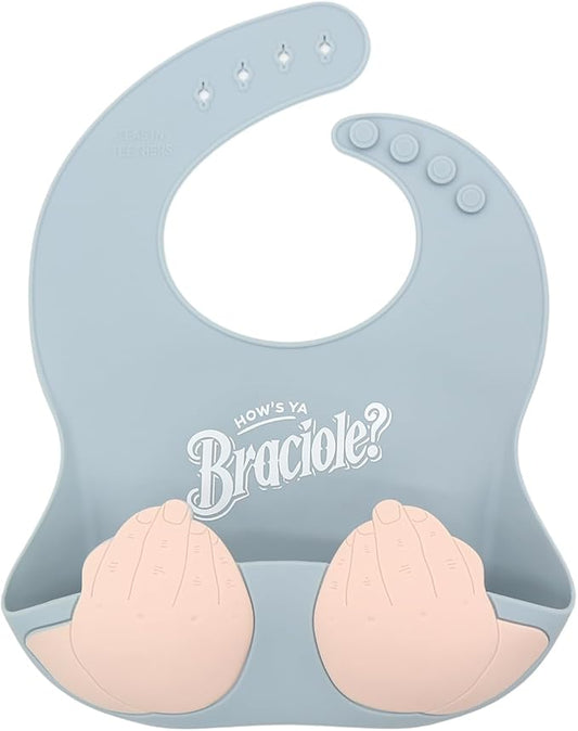 Teasin' Teethers Funny Italian Silicone Baby Bib with Pocket Food Catcher for Toddlers and Infants Funny Baby Bib Gift