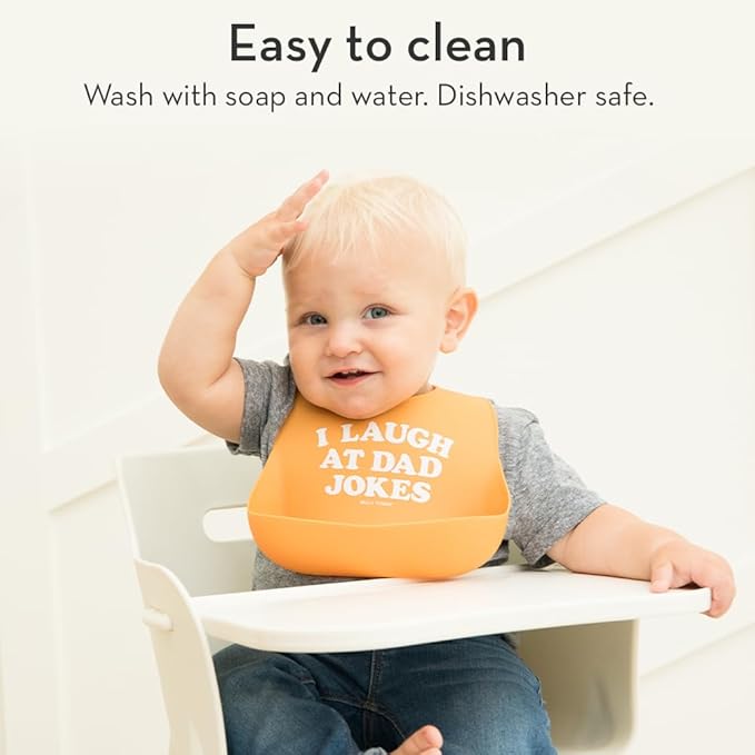 Baby Bib for Eating by Bella Tunno, Waterproof Silicone Bib with Large Food Catcher, Adjustable Fit for Babies 4-12 months & Toddlers 1-3 Years, Boys & Girls, It’s Me Hi