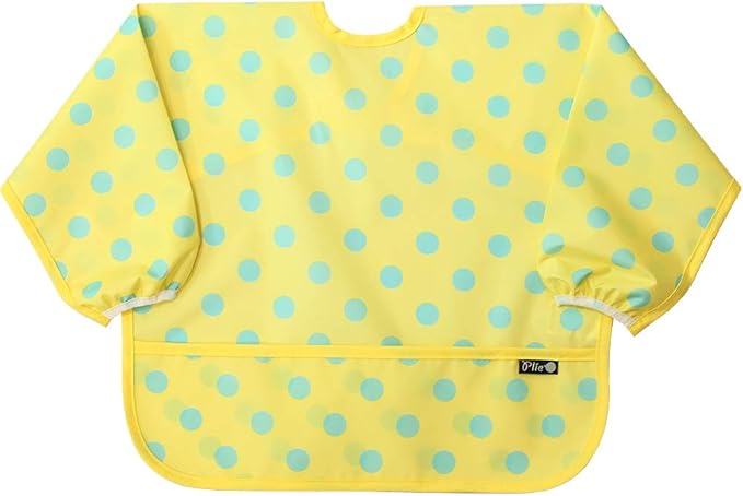 Plie Long Sleeve Waterproof Bib for Toddlers – Soft Feeding Smock for Baby Mealtime, Self-Feeding, BPA-Free, Easy Clean