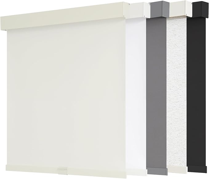 AOSKY Blackout Roller Shades Cordless Blinds for Windows, Free-Stop Shades with Valance, Thermal Insulated Fabric, UV Protection, Natural Woven Blinds for Home and Office (53" W x 72" H, Ivory)