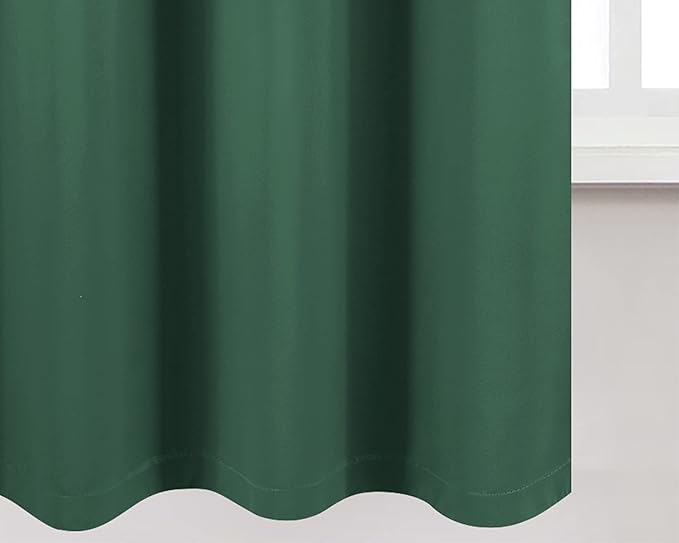 LEMOMO 100% Blackout Dark Green Curtains with Black Liner/52 x 63 Inch/Set of 2 Panels Thermal Insulated Room Darkening Curtains for Bedroom