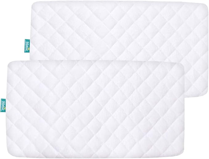 Waterproof Bamboo Bassinet Mattress Cover Compatible with Chicco LullaGo Portable Bassinet, Ultra Soft Surface, 2 Pack, Breathable and Easy Care