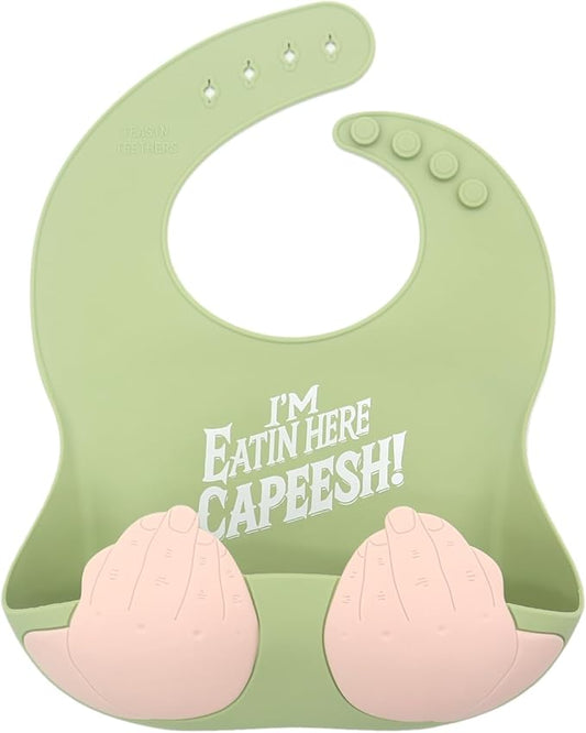 Teasin' Teethers Funny Italian Silicone Baby Bib with Pocket Food Catcher for Toddlers and Infants Funny Baby Bib Gift