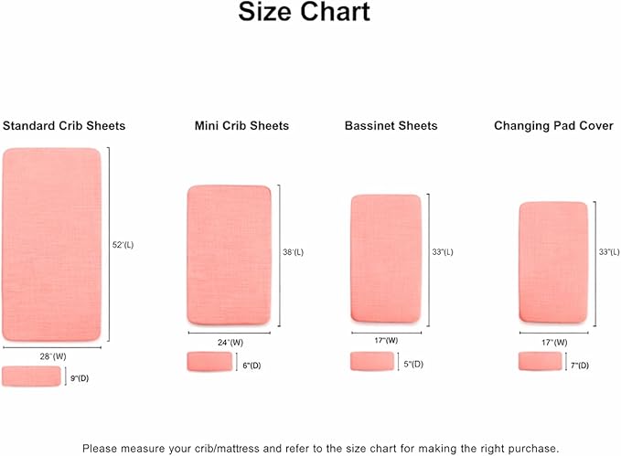 PET REJOIR 2 Pack Blush Muslin Crib Sheets for Boys & Girl- Neutral Breathable Cotton Crib Mattress Sheets Fitted for Standard 28"x 52"- Nursery Décor No Slip Crib Bed Sheets