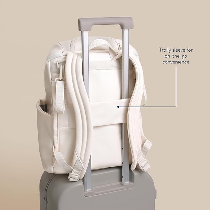 Itzy Ritzy Belong Bucket Backpack – Lightweight Diaper Bag Backpack Featuring 16 Pockets, Bucket Top Opening, Stroller Straps & Changing Pad; Organized and Stylish Everyday Family Backpack (Cream)