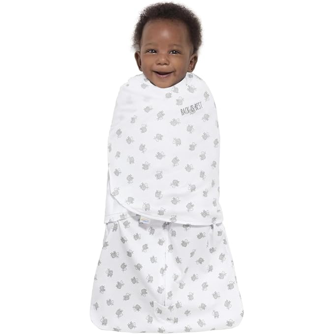 HALO 100% Cotton Sleepsack Swaddle, 3-Way Adjustable Wearable Blanket, TOG 1.5, Lamb Scribble White, Newborn, 0-3 Months