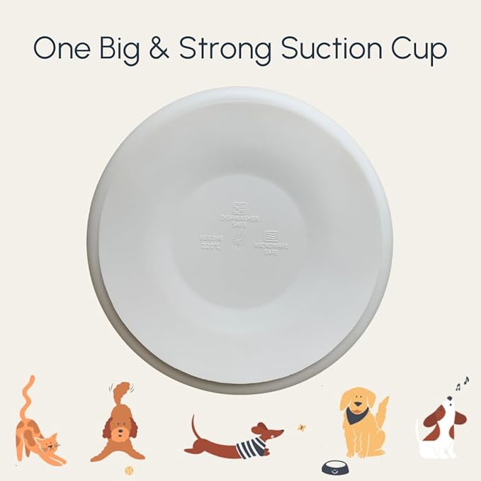 Silicone Suction Plates with Dividers - Grip Plates for Babies 6-12 Months and Toddlers 1-3, Toddler and Baby Dishes, Baby Led Weaning Essentials, Dishwasher Safe (Beige - Dogs and Cats)