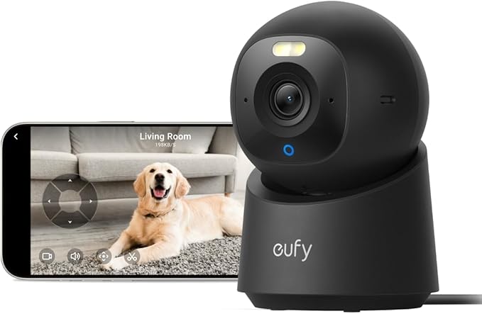 eufy Security Indoor Camera E30, Latest Generation, 4K UHD Security Camera, 360° Coverage, Color Night Vision, AI Detection for Human/Pet/Crying, Human/Pet Auto Tracking, Works with Homekit,Black