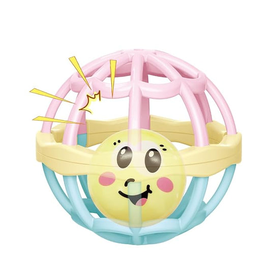 WEofferwhatYOUwant Baby Teether – Large Sensory Play Ball with Pastel Rattle – Easy Grip for Infants – Promotes Motor Skills & Tummy Time – BPA-Free, Safe Baby Toy for 0-6 Months