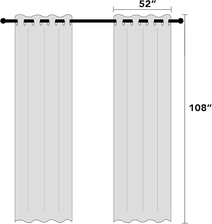 PrinceDeco Linen Blackout Curtains for Bedroom 108 Inches Long Thermal Insulated Textured Blackout Curtains for Living Room Grommet Heat and Full Light Blocking Drapes 2 Panels, Natural, 52x108 Inch