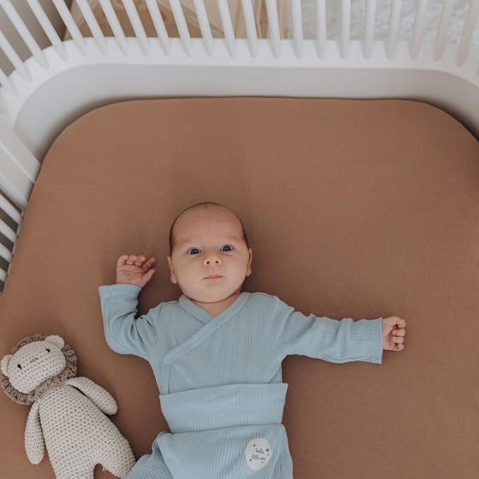Dreamology Crib Sheets Cotton,2 Pack,Soft,Standard Crib Sheets,100% Cotton Crib Sheet,for Boy,Girl, Baby Mattress Sheets and Toddler Bed Sheets, 28x52 Crib Mattress Sheets | Brown and Flowers