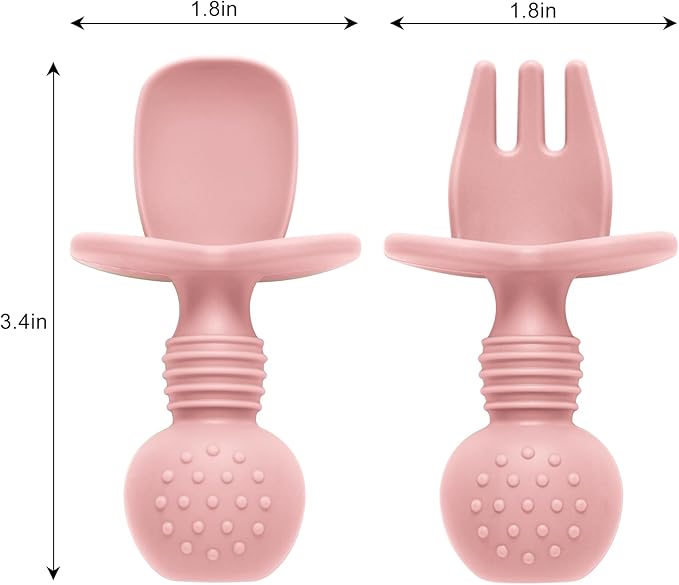 Eascrozn 6 Pack Baby Spoons and Forks Set, Silicone Baby Spoons Self Feeding 6 Months for Toddler Utensils,BPA Free, Baby Led Weaning Supplies Feeding Essentials,Dishwasher and Boil Safe