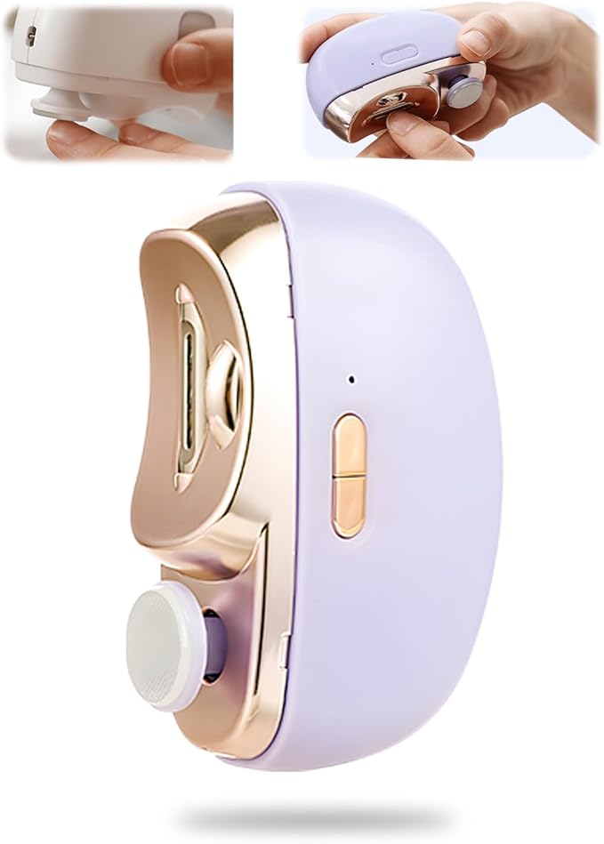 3 in 1 Automatic Electric Nail Clipper, 2025 New Electric Toe Nail Clippers with Polishing for Seniors Adults Baby, Automatic Electric Nail Clippers Nail File with LED Light & Storage Box (Purple)
