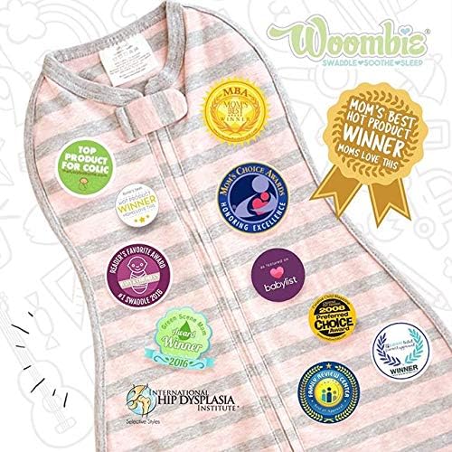 Woombie Grow with Me Baby Swaddle, Convertible Swaddle Fits 0-9 Months, Expands to Wearable Blanket for up to 18 Months, Elephants Pink