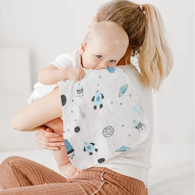 norinori Baby Burp Cloths Muslin Washcloths 6Pack - Muslin Burp Cloths Hanky Large 20''x10'' Extra Soft Absorbent Baby Burp Rags for Newborn 100% Cotton for Boys Girls Gift 6 Layers Machine Washable