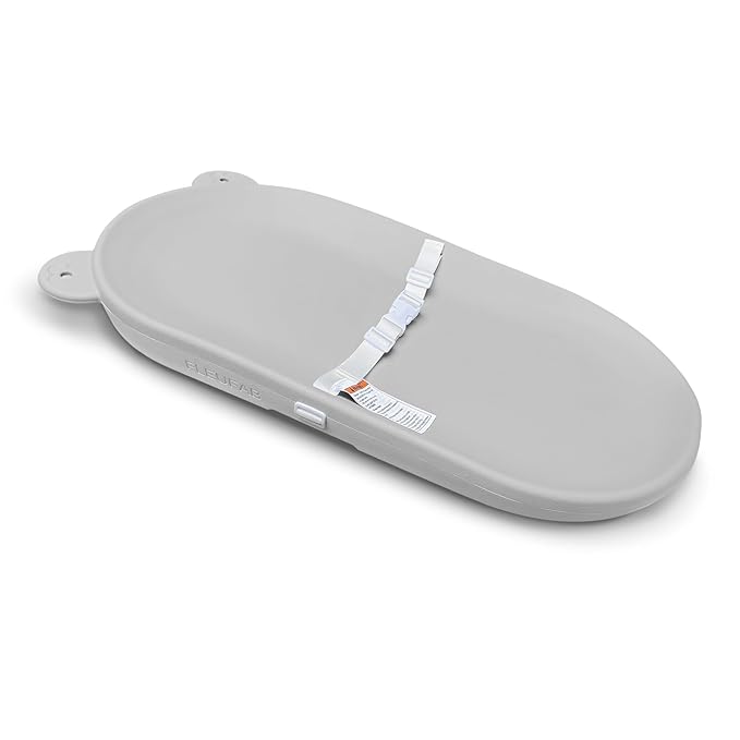 FLEUFAB Waterproof Baby Changing Pad, Lightweight and Portable Changing Table with Strap for Changing Diaper, Dresser, Changing Table, Bed, Wipeable Changing Pad, Grey