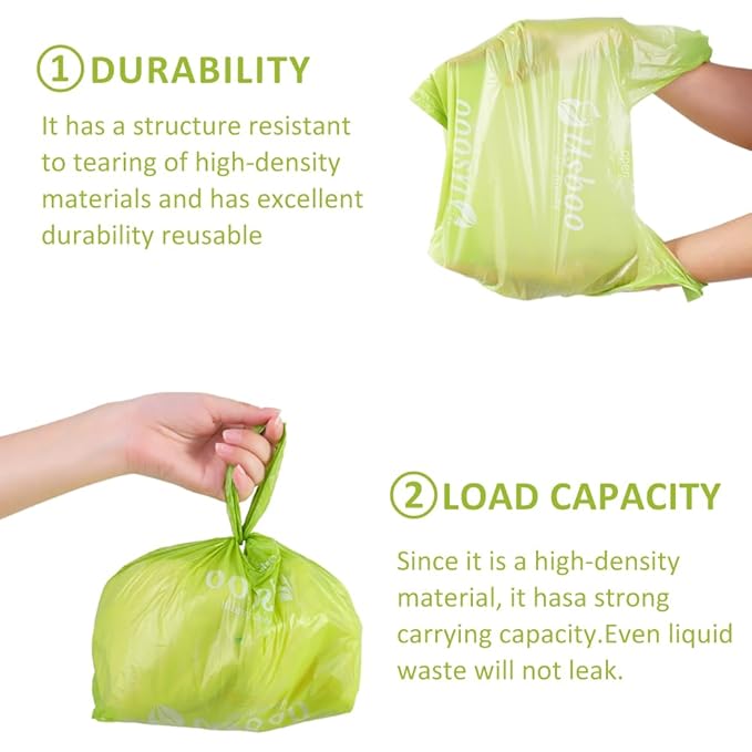 Biodegradable Disposable Diaper Bags, 100 Count, 10 Ounce Capacity, Easy-Tie Handles, Convenient and Eco-Friendly