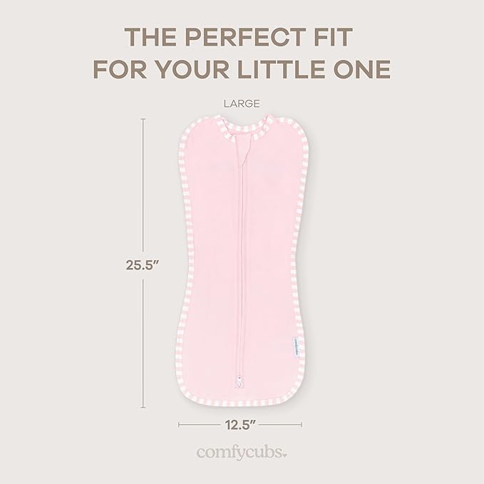 Comfy Cubs Swaddle Blanket Baby Girl Boy Easy Zipper Wrap 2 Pack Newborn Infant Sleep Sack (Large 3-6 Months, Pink)