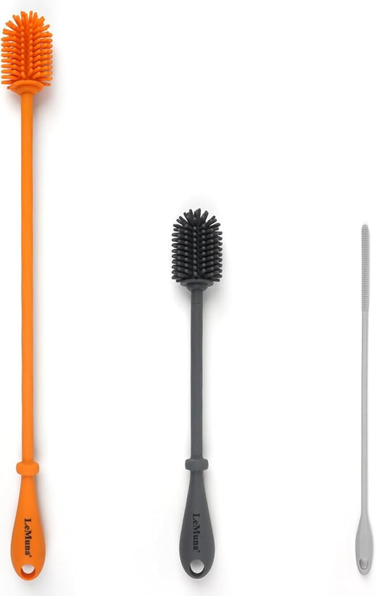 LeMuna Silicone Bottle Brush Set - Silicone Straw Brush for Narrow Neck, Hydro Flask, Sports Bottle & Glassware