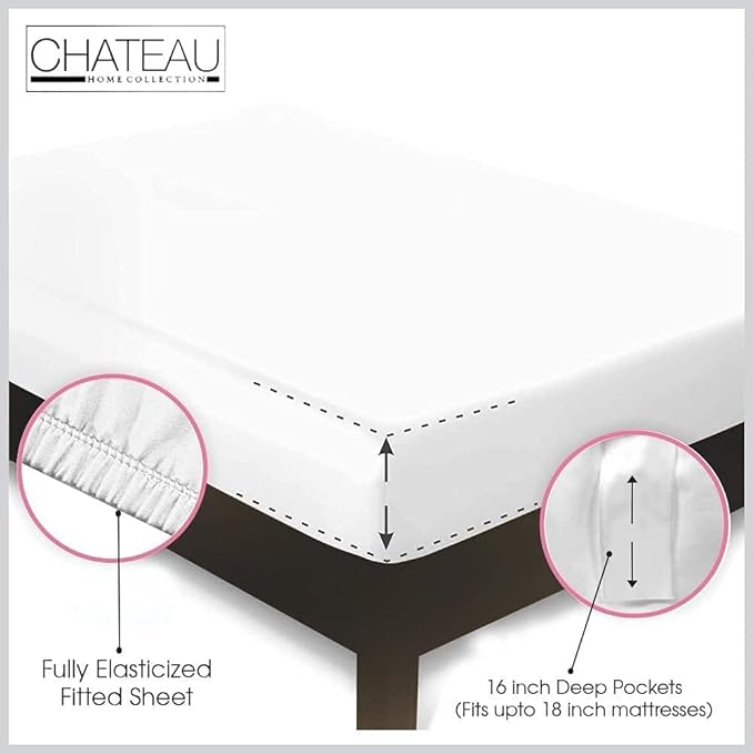Twin XL 100% Cotton Sheets For Twin Bed, 800TC Fully Elasticated Fitted Sheet & Pillowcase Sets, Fade Resistant Soft & Comfy Deep Pocket Sheets Machine Washable, Naturally Cool & Breathable- Ivory