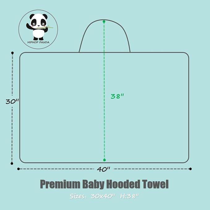HIPHOP PANDA Hooded Towel - Rayon Made from Bamboo, Bath Towel with Bear Ears for Newborn, Babie, Toddler, Infant - Absorbent Large Baby Towel - Unicorn, 30 x 40 Inch