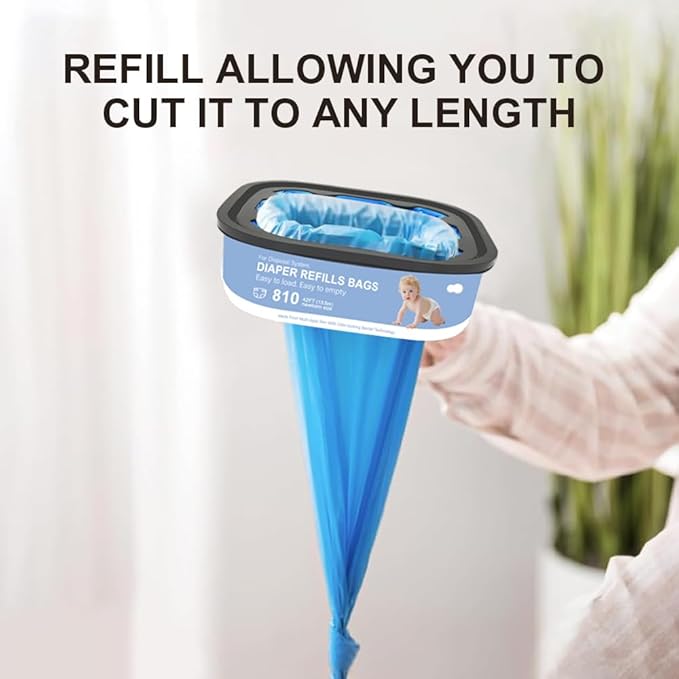 Jumbo Square Refills Disposal Bags Refill Compatible with Genie Diaper Compact, Select Pails (Not Fit Classic),Hold Up to 810 Newborn-Sized Diapers Per Refill,Pack of 3