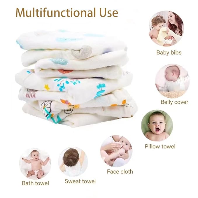 norinori Baby Burp Cloths Muslin Washcloths 6Pack - Muslin Burp Cloths Hanky Large 20''x10'' Extra Soft Absorbent Baby Burp Rags for Newborn 100% Cotton for Boys Girls Gift 6 Layers Machine Washable
