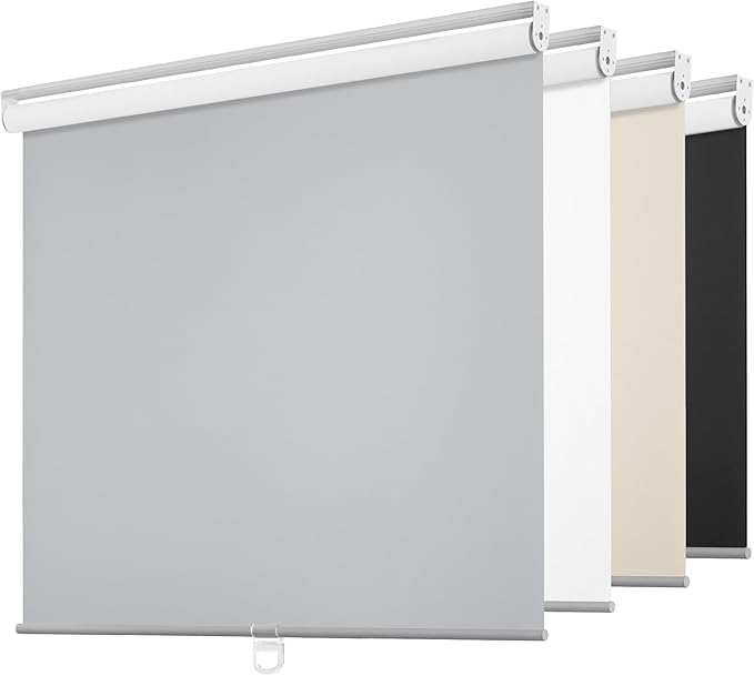 ChrisDowa Cordless Free-Stop 100% Blackout Blinds for Windows, Roller Windows Shades with Thermal Insulated, UV Protection Fabric for Living Room, Office and Home. Easy to Install.Grey,36" W X 72" H