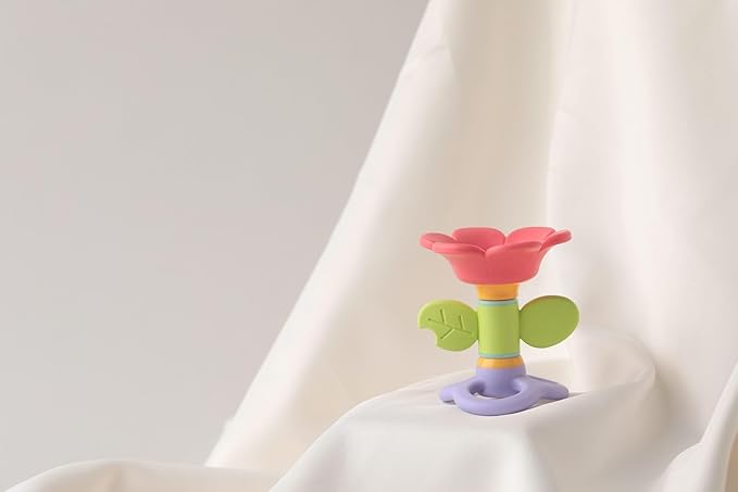 BaBeloved Spinning Flower Baby Teething Toys Multiple Sensory Montessori Durable Cute Infant Soft Food-Grade Teethers for Baby Rattling Teething Relief, Chew Toy for Babies 0-12 Months, BPA Free