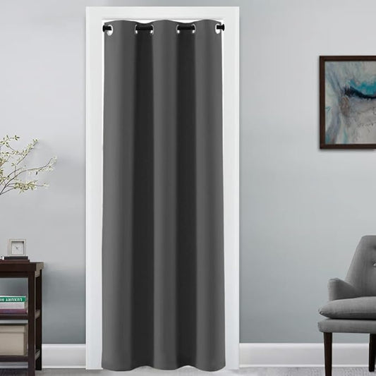 H.VERSAILTEX Doorway Curtain Blackout Closet Door Curtain Room Divider Window Treatment Curtain for Bedroom Thermal Insulated Privacy Drape Soundproof Grommet, 42 x 80 inches, 1 Panel, Charcoal Grey