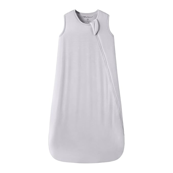 Mosebears Unisex Baby Sleep Sack 1.0 TOG, Supersoft Rayon Made from Bamboo Wearable Blanket with 2-Way Zipper (Light Grey,18-36 Months)