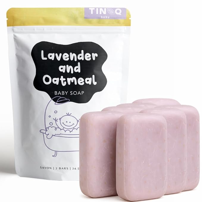 Baby Wash and Shampoo | Organic Baby Soap Bar | HYPOALLERGENIC Bath Soap Sensitive Skin | Relaxing Lavender Oil & Oatmeal | Fragrance-Free | Plastic Free | No SLS | Vegan | 7 Bars