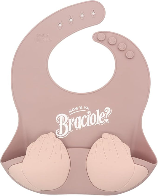 Teasin' Teethers Funny Italian Silicone Baby Bib with Pocket Food Catcher for Toddlers and Infants Funny Baby Bib Gift