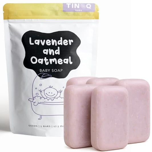Baby Wash and Shampoo | Organic Baby Soap Bar | HYPOALLERGENIC Bath Soap Sensitive Skin | Relaxing Lavender Oil & Oatmeal | Fragrance-Free | Plastic Free | No SLS | Vegan | 5 Bars