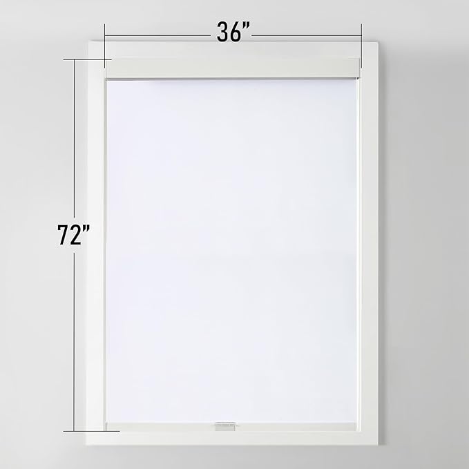 Cordless Blackout Roller Shades Blinds for Windows Free-Stop,Pull Down Room Darkening with Valance,Thermal Insulated Woven Fabric Window Door Blinds for Home,Office,White 36" W x 72" L