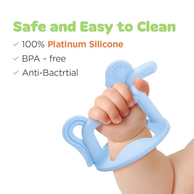 Moyuum Silicone Pony Teether Toy | Made in Korea, Provides Teething Relief, Wearable Wrist Teether is Easy to Hold, Drop Resistant Bracelet, Babies 3+ Months