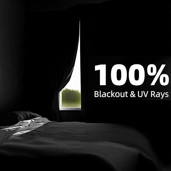 100% Blackout Curtains for Bedroom, Magnetic Portable Blackout Shades for Travel, Black Out Window Cover No Drill Cuttable for Bedroom, Nursery, Media Room, RV, 39x57 inch