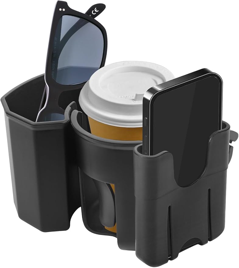 Universal Stroller Cup Holder with Phone Holder, 360° Rotatable Strong Clip, Big Storage Space for Walker, Wheelchair, Stroller, Bike (UM-SCH-B2507)
