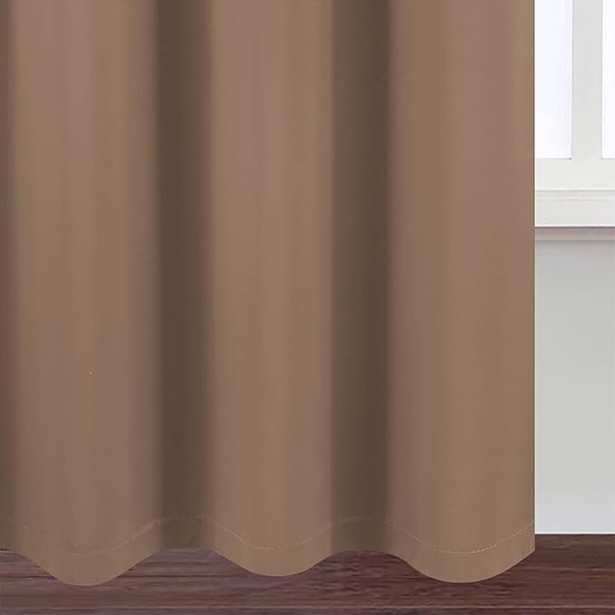 LEMOMO 100% Blackout Curtains 52 x 95 Inch/Cappuccino Curtains 2 Panels with Black Lining Room Darkening Thermal Insulated Bedroom Curtains