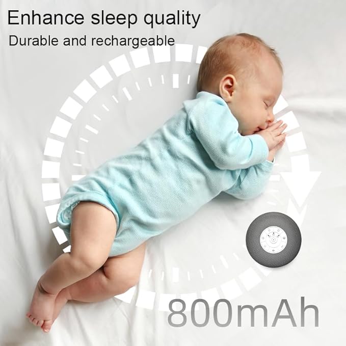 YEVIK Portable Sound Machine for Baby Sleep & Travel, 39 Soothing Sounds with Night Light, USB-C Rechargeable, Timer, White Noise Maker for Nursery, Adults, Office