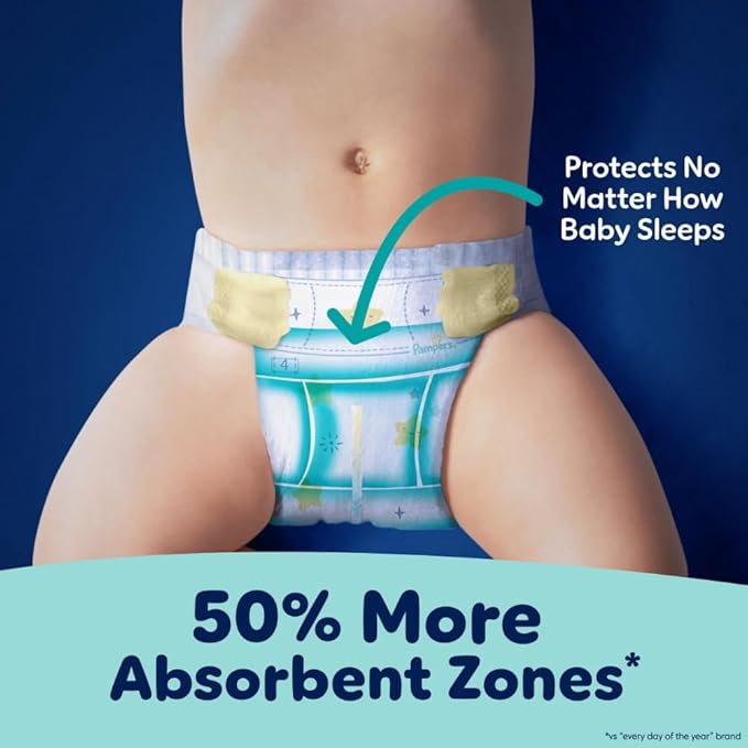 Pampers ZZZ Overnight Diapers, Size 3 (16-28 lbs), 116 Count, Nighttime Protection Disposable Baby Diaper, Night Time Leak and Skin Protection