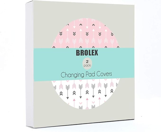 Stretchy Changing Pad Covers BROLEX 2 Pack Jersey Knit Changing Table Covers for Girls Boys,Pink & White Arrow