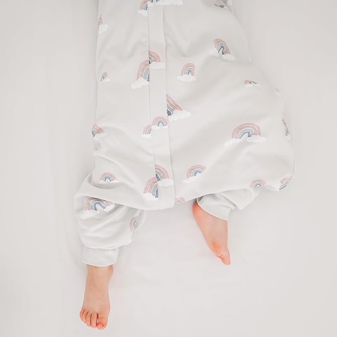 Woolino 4 Season Baby Sleep Bag with feet, Merino Wool and Organic Cotton Walker Sleep Sack, Toddler Sleeping Bag, 18-36m, Rainbow